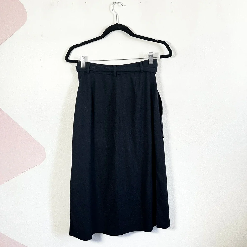 Tibi Midi Skirt Sz 6 Navy‎ Blue Career Preppy Minimalist